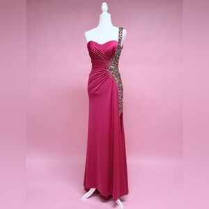 Maggie Sottero Fuchsia One-Shoulder Gown